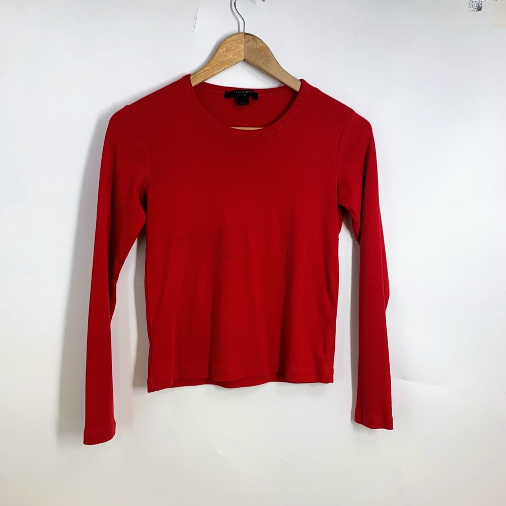 AllSaints Womens‎ Red Long Sleeve Crew Neck Slim Fit Jersey T-Shirt Size Small
